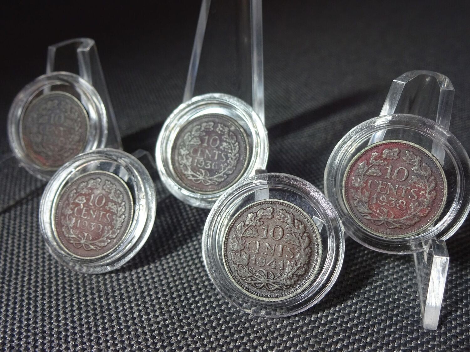 Silbermünzen Niederlande Set 1930 1936 1938 1939 1941 10 Cents Königin Wilhelmina