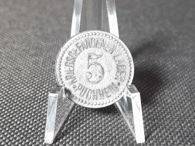 Wertmarke Deutsches Kaiserreich 5 Pfennig Kriegsgefangenenlager Puchheim Token