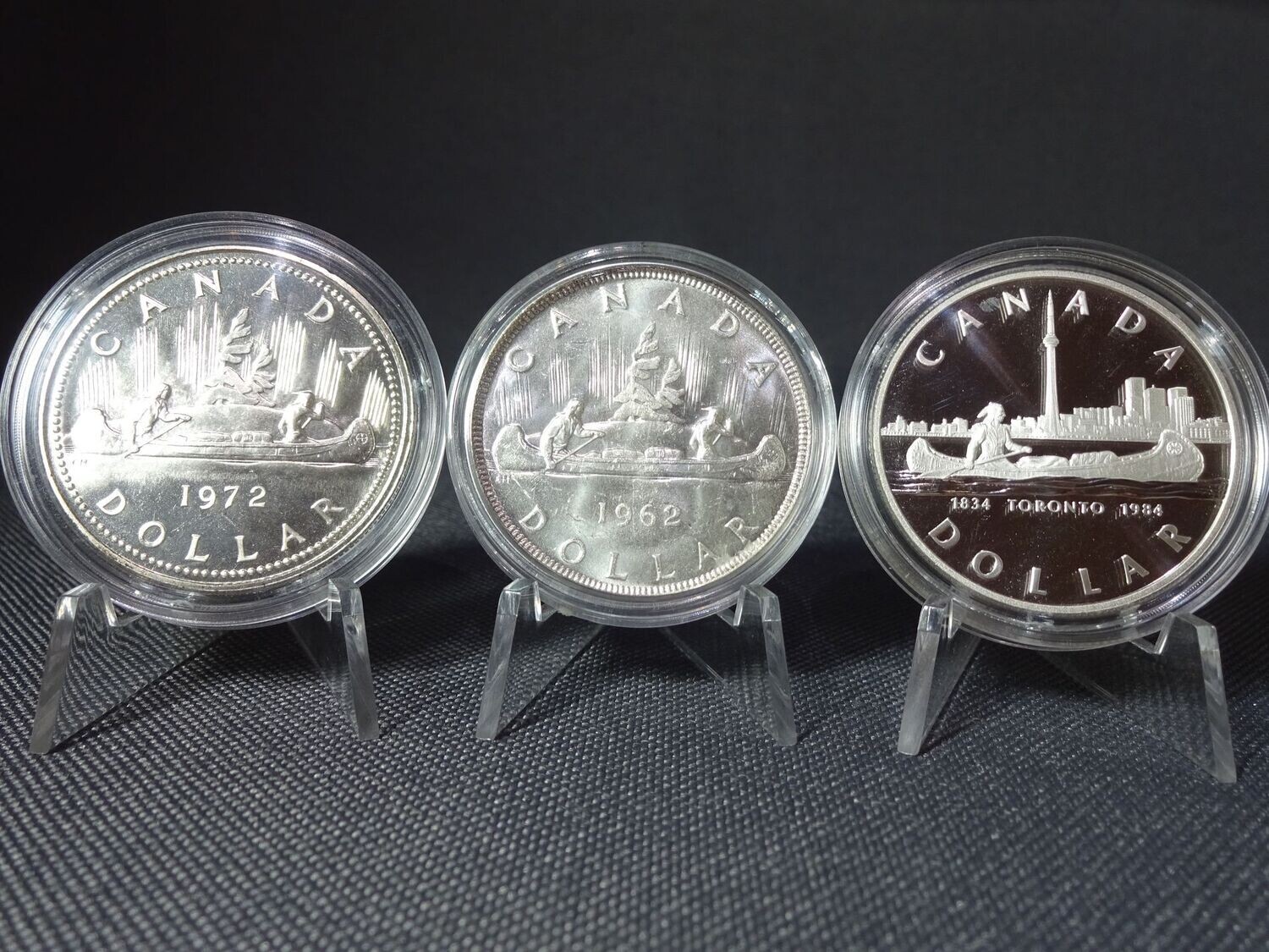 Silbermünzen Set Kanada 1962 1972 1984 1 Dollar Kanu Indianer Toronto PP Proof