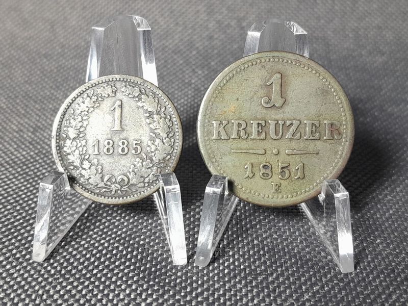 Münzen Set Österreich 1851 1885 E 1 Kreuzer KuK Karlsburg Kaiser Franz Joseph I.