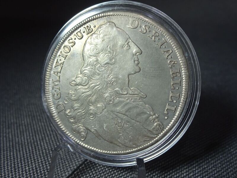 Silbermünze 1770 1 Taler Altdeutschland Bayern Patrona Bavaria König Maximilian III. Joseph Maria Madonnentaler Silbermünze 1770 1 Taler Altdeutschland Bayern Patrona Bavaria König Maximilian III. Joseph Maria Madonnentaler