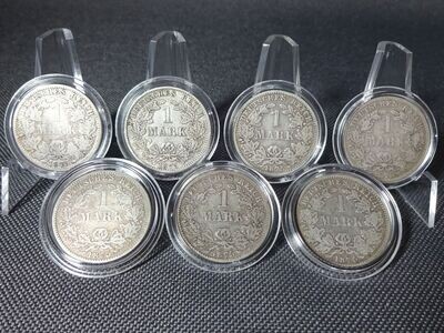 Silbermünzen-Set Deutsches Kaiserreich 1875 1 Mark A B C D F G H Fehlprägung