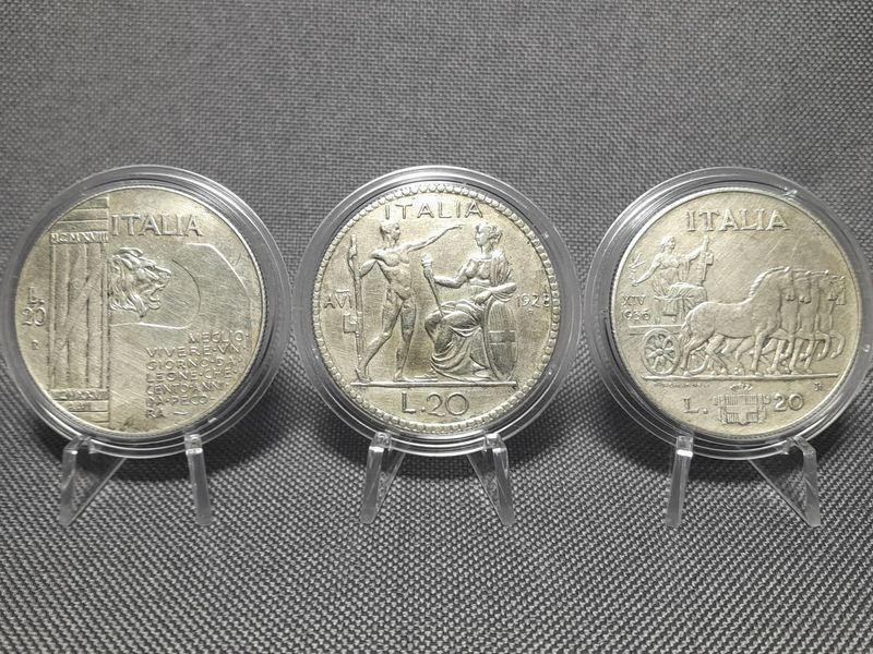 Münzen Set Italien 1928 1936 20 Lire Vittorio III. Fälschungen