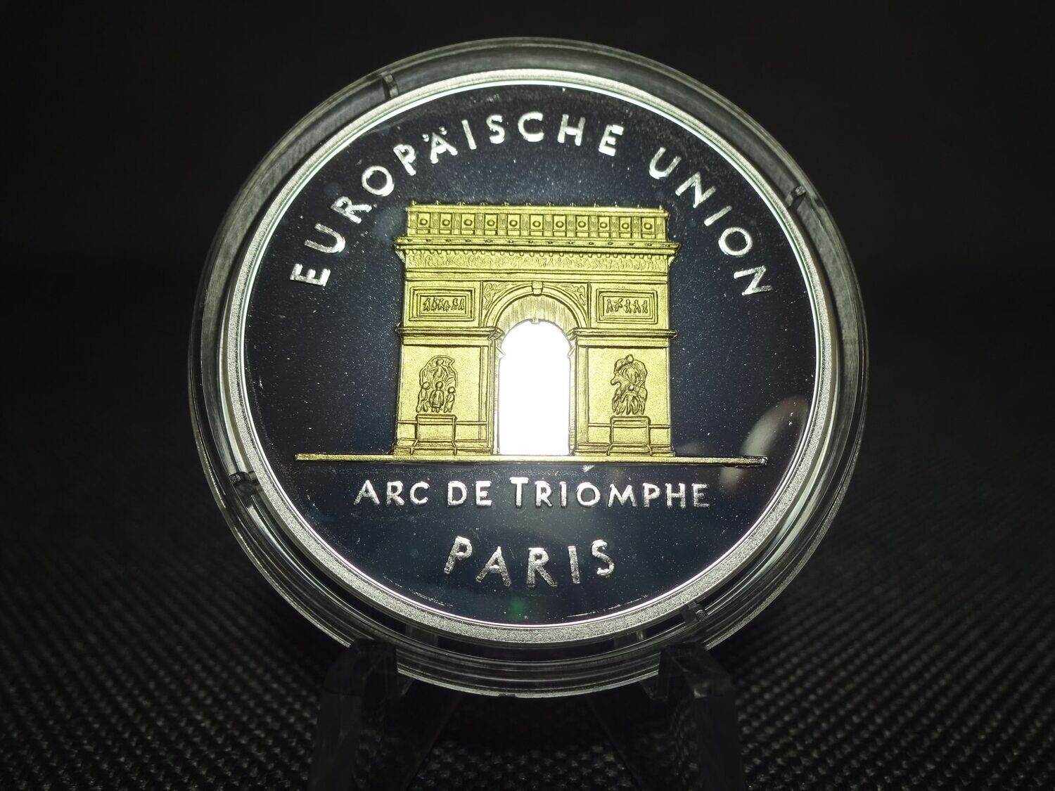 Silbermedaille Frankreich Paris Triumphbogen Europa Metropolen Gilded PP Proof Silbermedaille Frankreich Paris Triumphbogen Europa Metropolen Gilded PP Proof