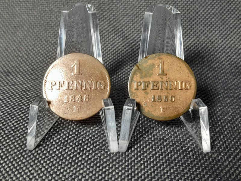 Münzen Set Sachsen 1848 1850 F 1 Pfennig Altdeutschland Friedrich August II.