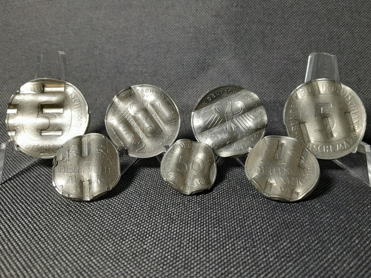 Münzen Set 1977 - 1994 Deutschland 50 Pfennig 1 2 5 Mark Entwertet