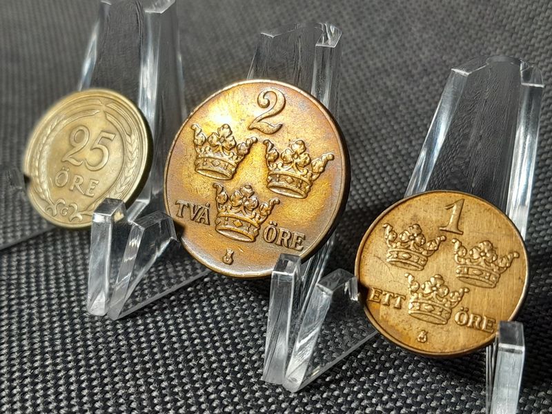 Münzen Set Schweden 1939 1940 1 2 25 Öre Gustav V. Erhaltung! Münzen Set Schweden 1939 1940 1 2 25 Öre Gustav V. Erhaltung!