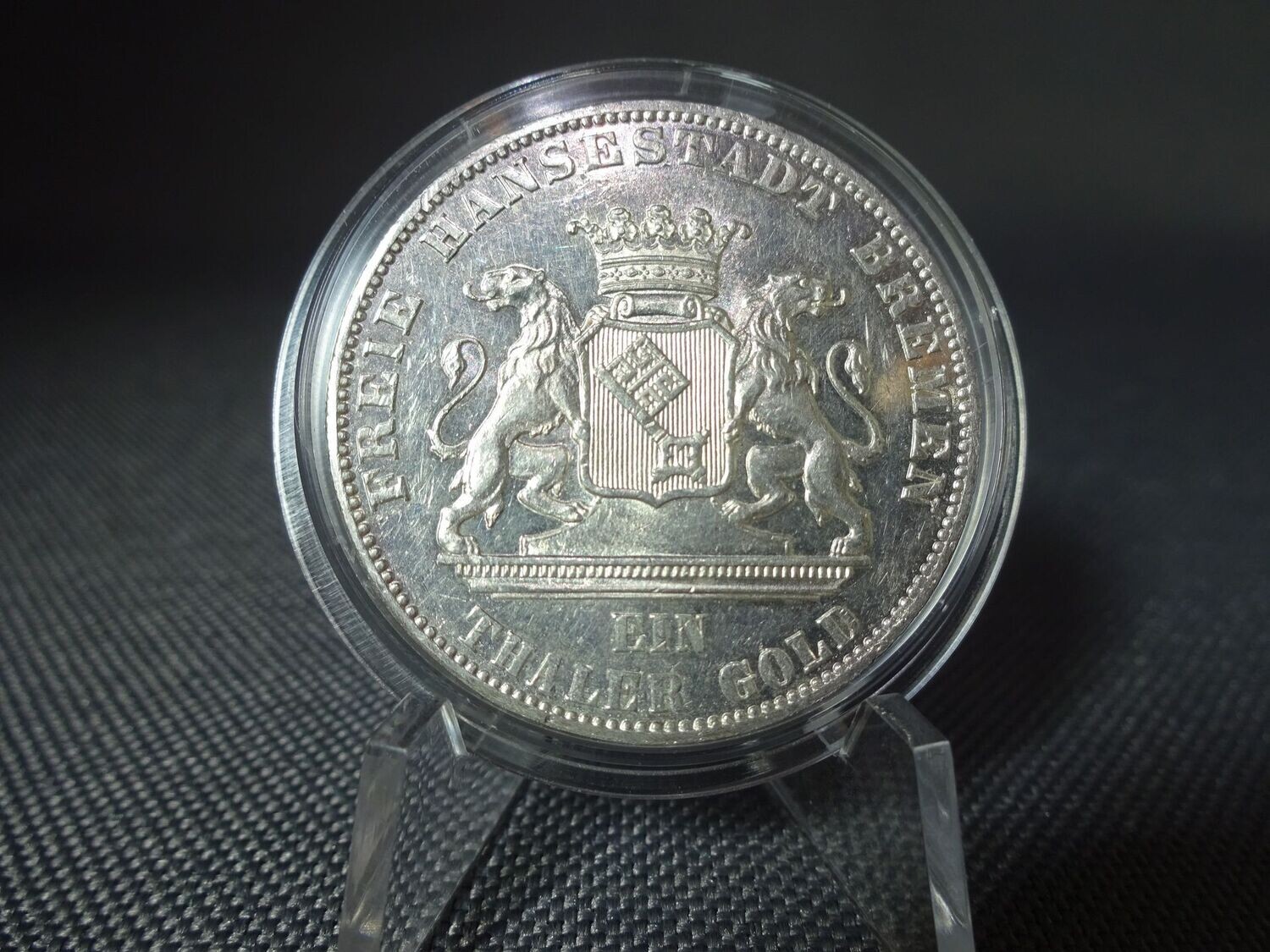 Silbermünze 1865 1 Taler Altdeutschland Bremen Gedenktaler 2. Bundesschiessen Freie Hansestadt Erhaltung!