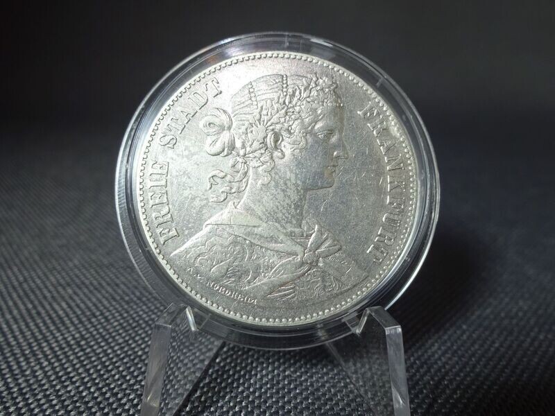 Silbermünze 1860 1 Taler Altdeutschland Freie Stadt Frankfurt Vereinstaler Silbermünze 1860 1 Taler Altdeutschland Freie Stadt Frankfurt Vereinstaler