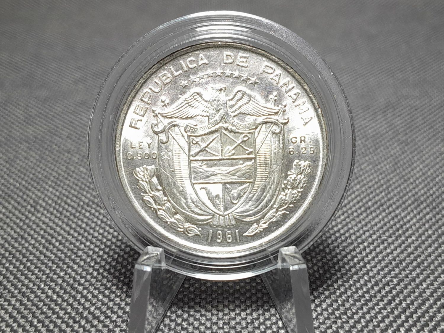 Silbermünze Panama 1961 1/4 Balboa Vasco Núñez