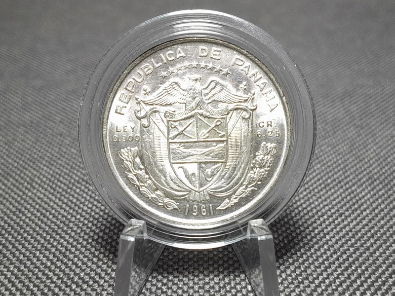 Silbermünze Panama 1961 1/4 Balboa Vasco Núñez Silbermünze Panama 1961 1/4 Balboa Vasco Núñez