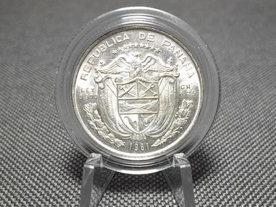 Silbermünze Panama 1961 1/4 Balboa Vasco Núñez