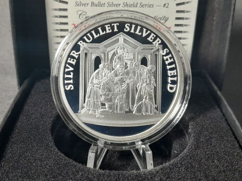 Silbermedaille USA 2023 30 Pieces of Silver Trump Putin King Charles Silver Shield PP Proof 1 Oz Unze