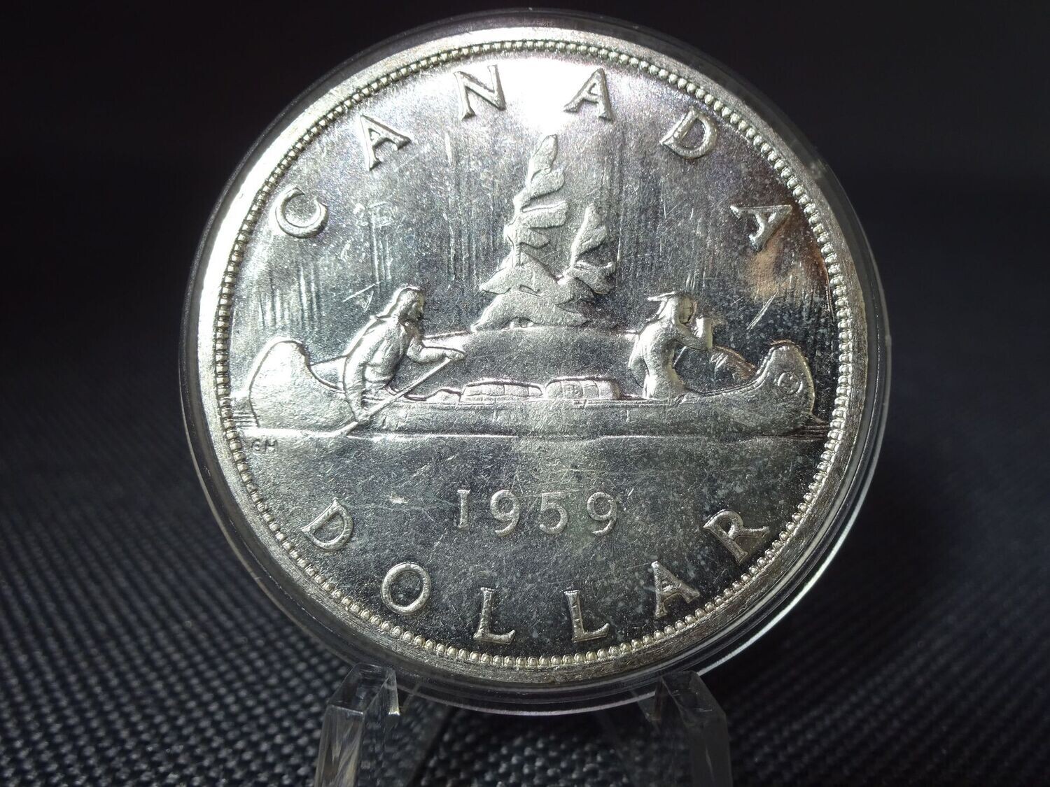 Silbermünze Kanada 1959 1 Dollar Kanu Indianer Elizabeth II. Silbermünze Kanada 1959 1 Dollar Kanu Indianer Elizabeth II.