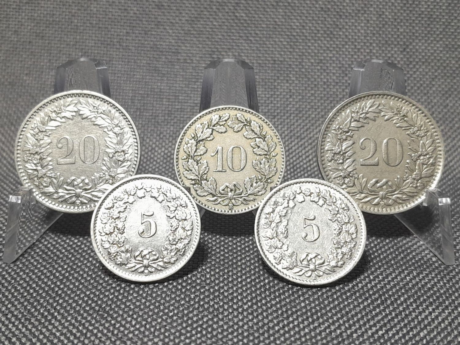 Münzen Set Schweiz 1930 1931 1932 1937 1939 5 10 20 Rappen Helvetia Münzen Set Schweiz 1930 1931 1932 1937 1939 5 10 20 Rappen Helvetia