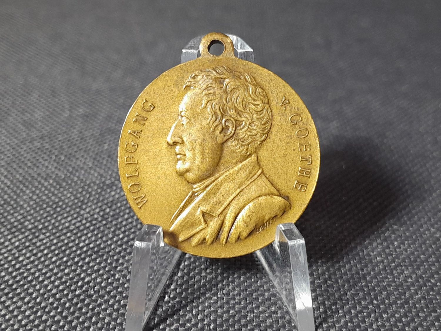 Medaille Anhänger 1899 Deutsches Kaiserreich Göthe 150. Geburtstag Geburtshaus Frankfurt