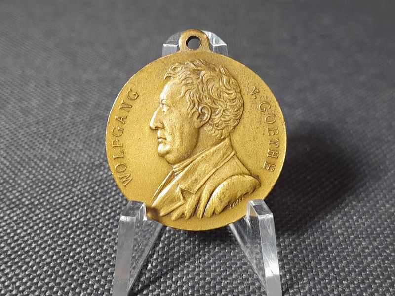 Medaille Anhänger 1899 Deutsches Kaiserreich Göthe 150. Geburtstag Geburtshaus Frankfurt