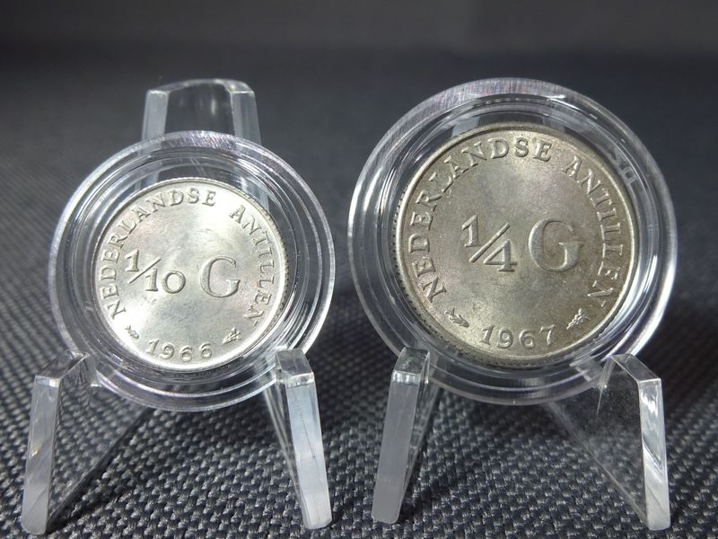 Silbermünzen Set Antillen 1966 1967 1/10 1/4 Gulden Silbermünzen Set Antillen 1966 1967 1/10 1/4 Gulden