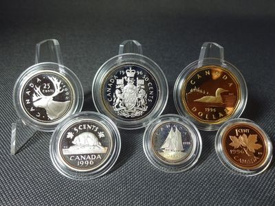Kursmünzensatz KMS Set Kanada 1996 1 Cent - 1 Dollar PP Proof 4x Silbermünzen