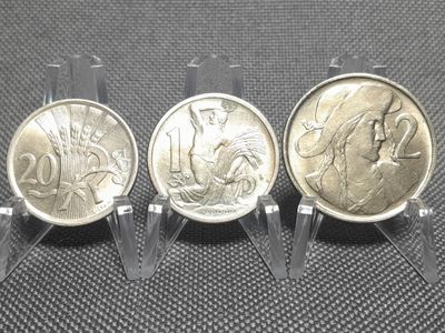 Münzen Set 1931 1946 1948 Tschechoslowakei 1 2 20 Heller Krone Erhaltung!