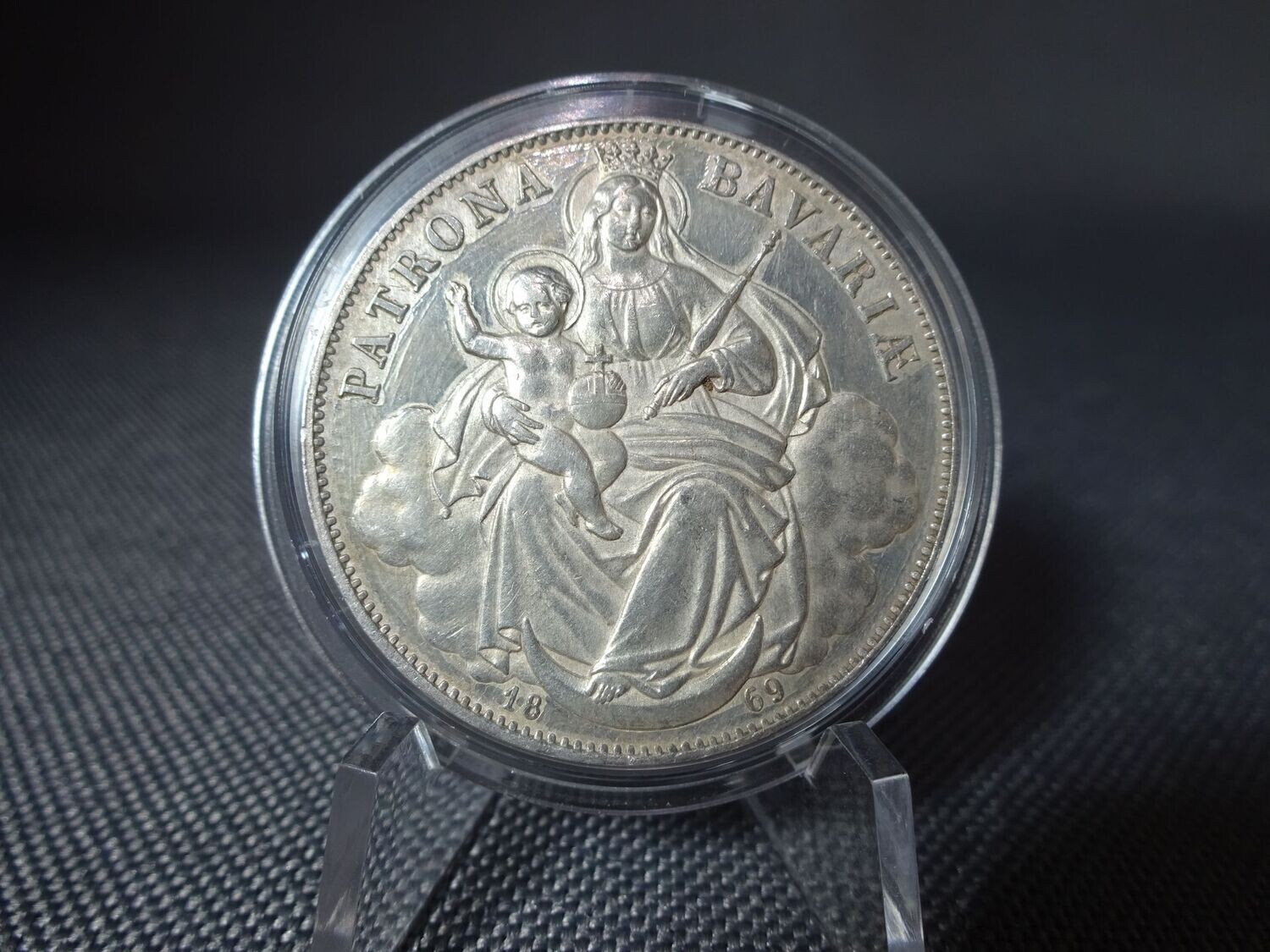 Silbermünze 1869 1 Taler Altdeutschland Bayern Patrona Bavaria König Ludwig II. Maria Madonnentaler