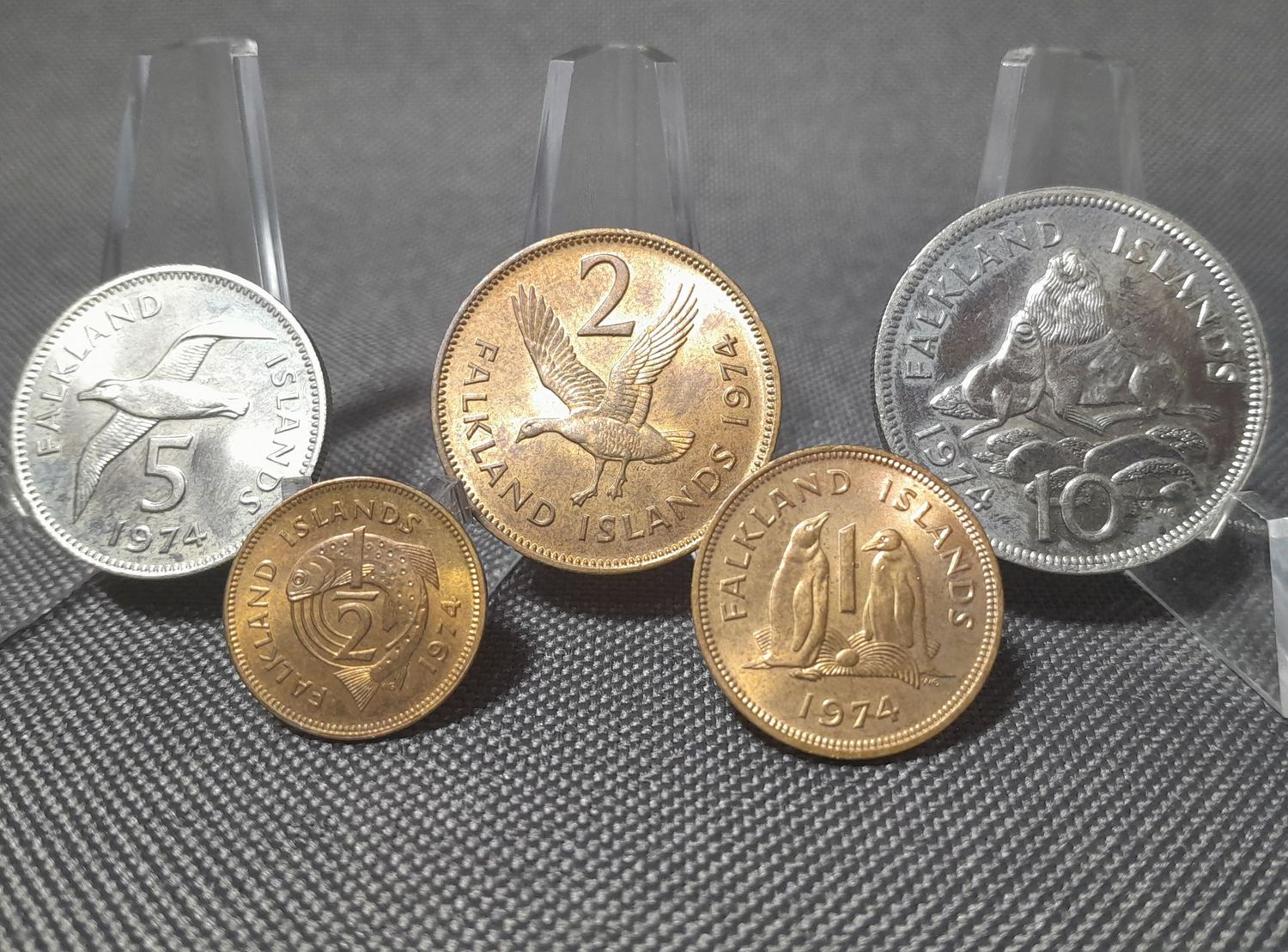 Kursmünzensatz KMS Set Falkland Inseln 1974 1/2 Penny - 20 Pence Fisch Pinguin Seelöwe