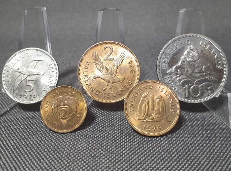 Kursmünzensatz KMS Set Falkland Inseln 1974 1/2 Penny - 20 Pence Fisch Pinguin Seelöwe