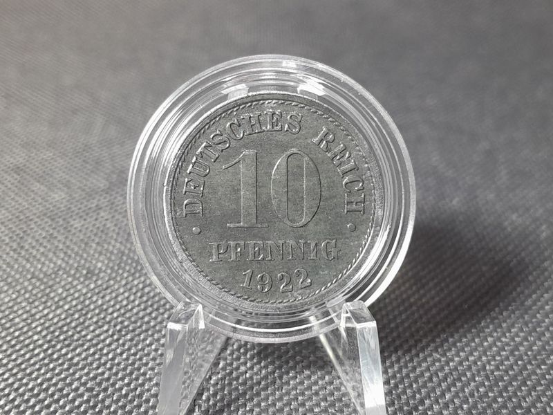 Münze 1922 Deutsches Kaiserreich 10 Pfennig Fehlprägung Erhaltung!