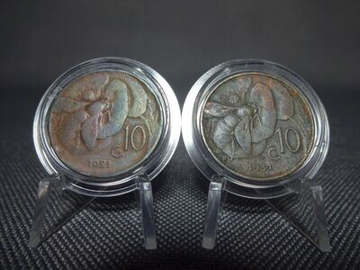 Münzen Set Italien 1921 1931 10 Centesimi Honigbiene Vittorio III.