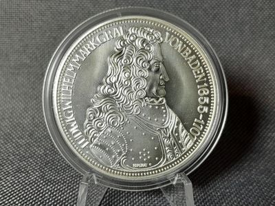 Silbermedaille Deutschland 5 Mark Replikat 1993 1955 Ludwig Wilhelm Markgraf von Baden 1 Oz Unze