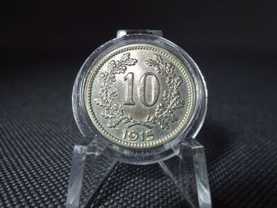 Münze Österreich 1915 10 Heller KuK Kaiser Franz Joseph I. Versilbert