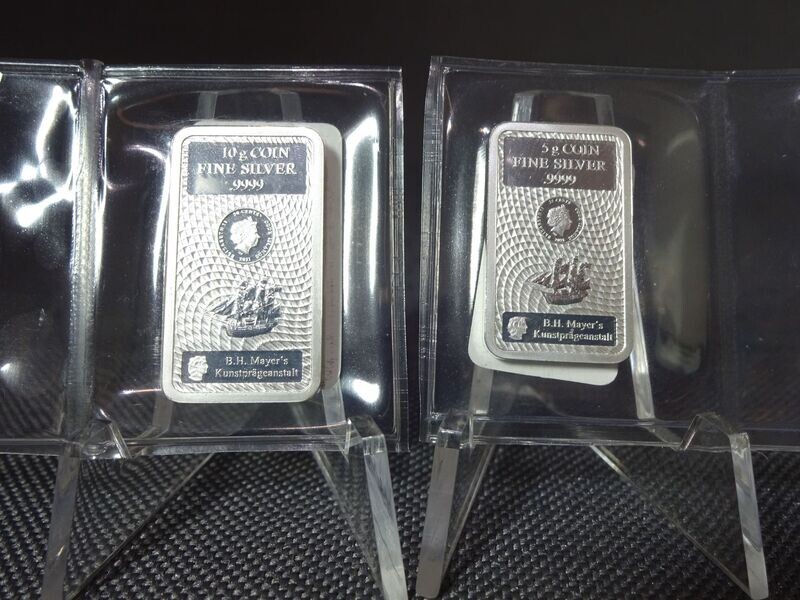Silberbarren Set Cook Islands 2021 25 50 Cents Bounty Segelschiff Münzbarren 5 10 g