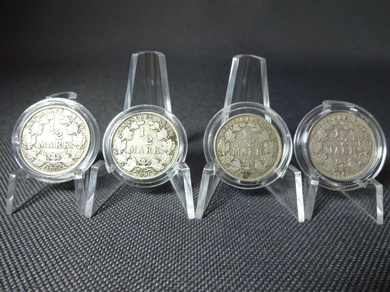 Silbermünzen-Set Deutsches Kaiserreich 1906 A D E G 1/2 Mark Fehlprägung Silbermünzen-Set Deutsches Kaiserreich 1906 A D E G 1/2 Mark Fehlprägung