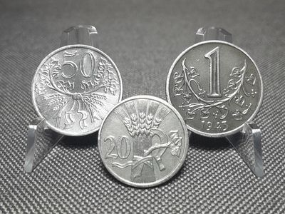 Münzen Set Protektorat Böhmen Mähren 1940 1942 1943 1 20 50 Heller Krone Erhaltung!