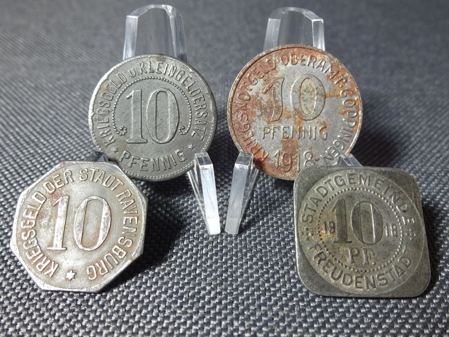 Münzen Set Notgeld 1918 Deutsches Kaiserreich 4x 10 Pfennig Kriegsnotgeld Freudenstadt Nürtingen Göppingen Ravensburg