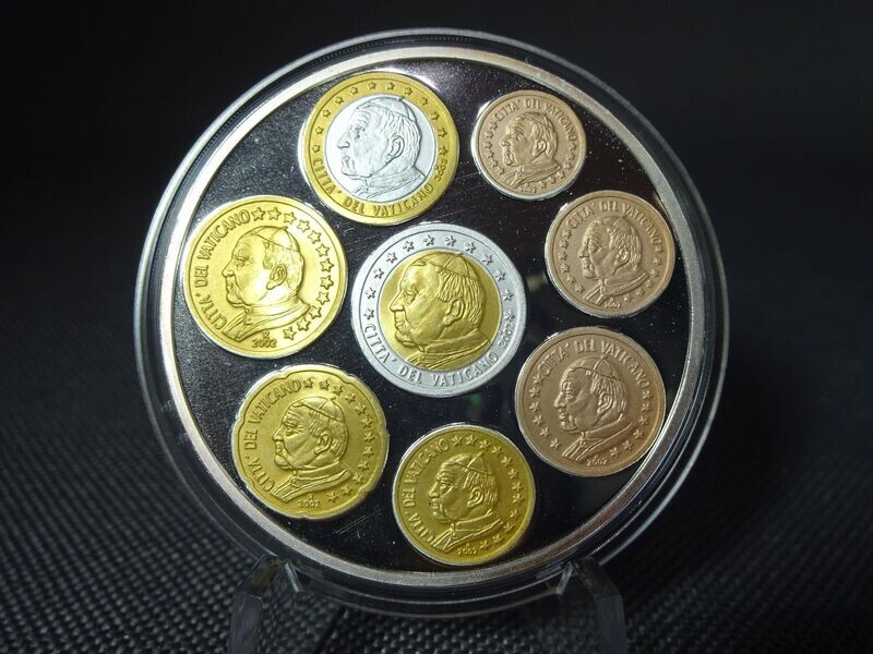 Silbermedaille Vatikan 2002 Papst PP Proof Kursmünzensatz Euro KMS 1 Oz Unze