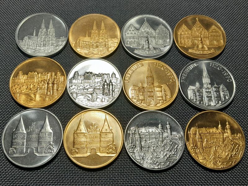 Medaillen Set 1970 Köln Lübeck Freiburg Frankfurt Heidelberg Nürnberg Deutschland Medaillen Set 1970 Köln Lübeck Freiburg Frankfurt Heidelberg Nürnberg Deutschland