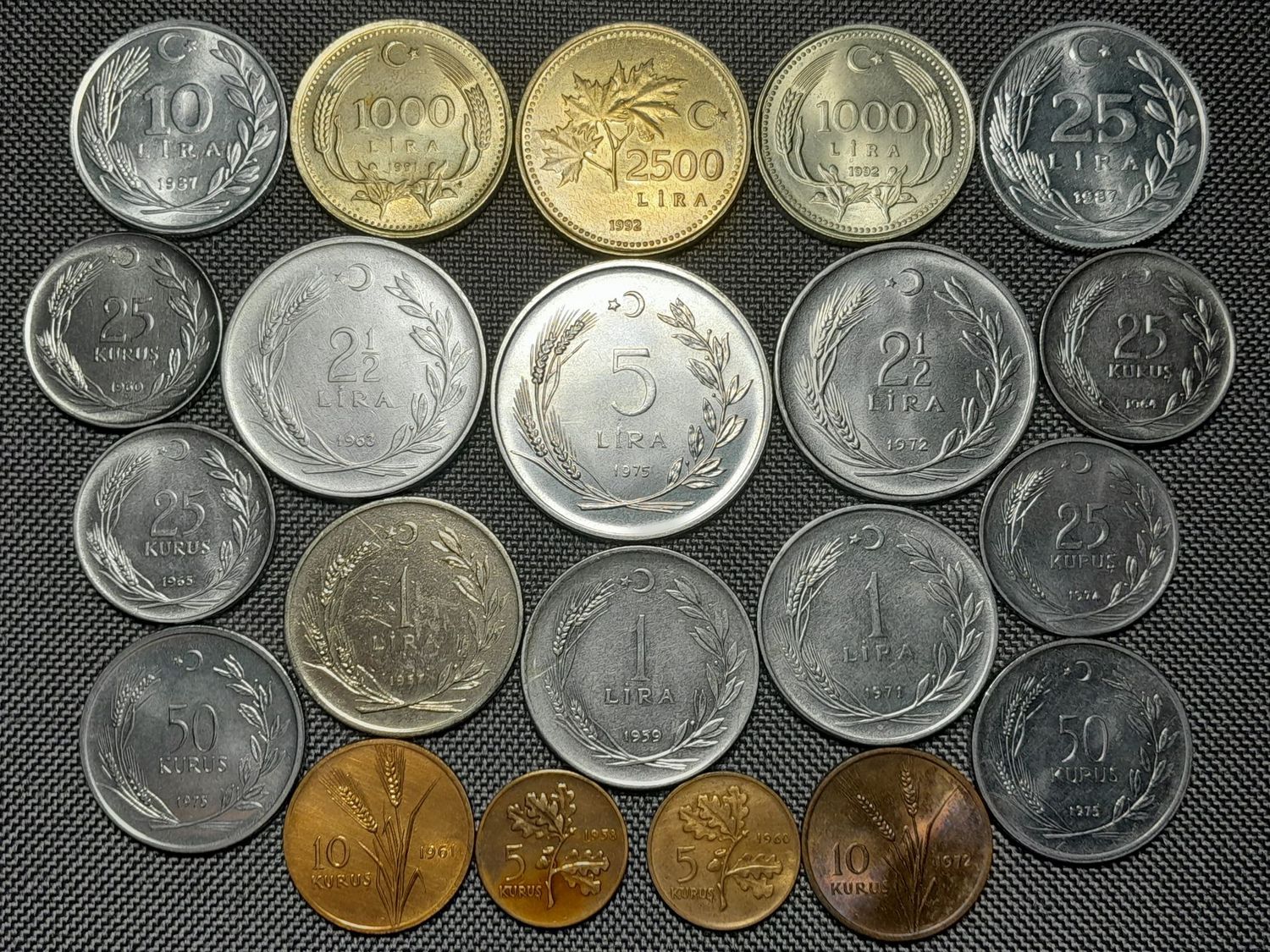 Münzen Set Türkei 1958 - 1992 1 2,5 5 10 25 50 1000 2500 Kurus Lira Münzen Set Türkei 1958 - 1992 1 2,5 5 10 25 50 1000 2500 Kurus Lira