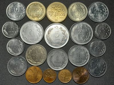 Münzen Set Türkei 1958 - 1992 1 2,5 5 10 25 50 1000 2500 Kurus Lira Münzen Set Türkei 1958 - 1992 1 2,5 5 10 25 50 1000 2500 Kurus Lira