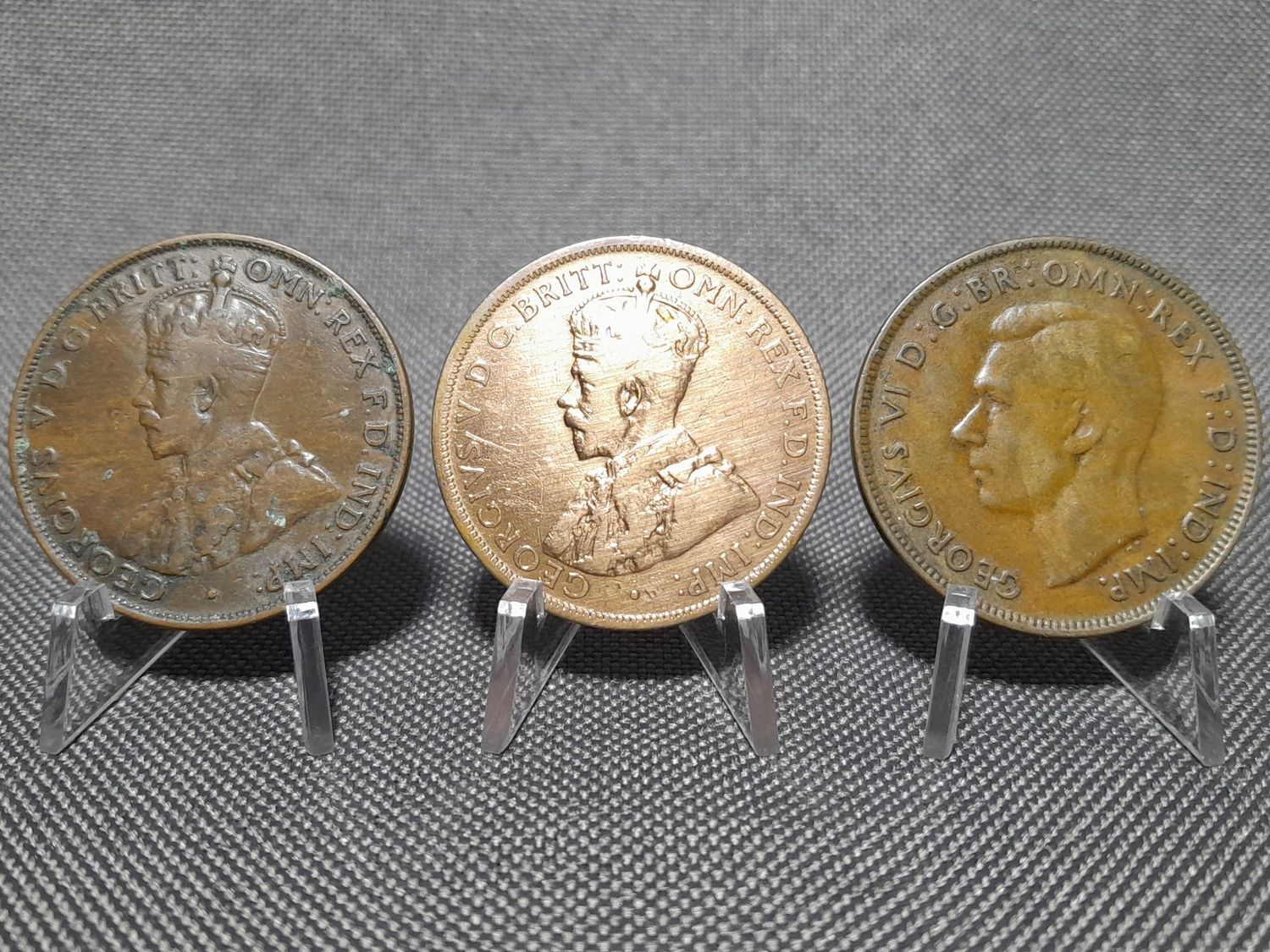 Münzen Set Australien 1919 1929 1943 1 Penny Känguru George V. & VI. Erhaltung