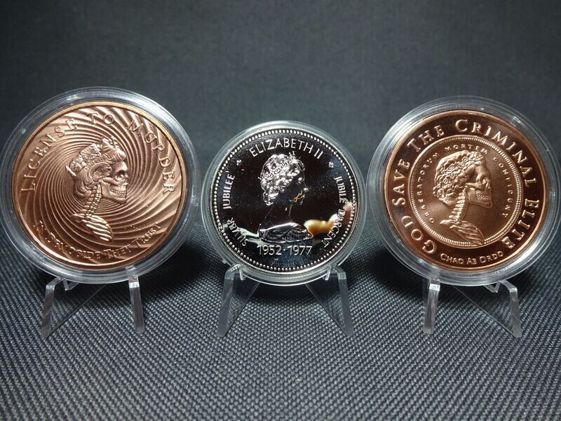 Silbermünze Set Kanada USA 1977 1 Dollar Queen Skull Criminal Elite 2017 2x Medaille 1 Oz Unze