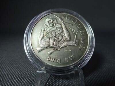 Münze Vietnam 1990 10 Dong Đồng WWF Schopfgibbon Affe