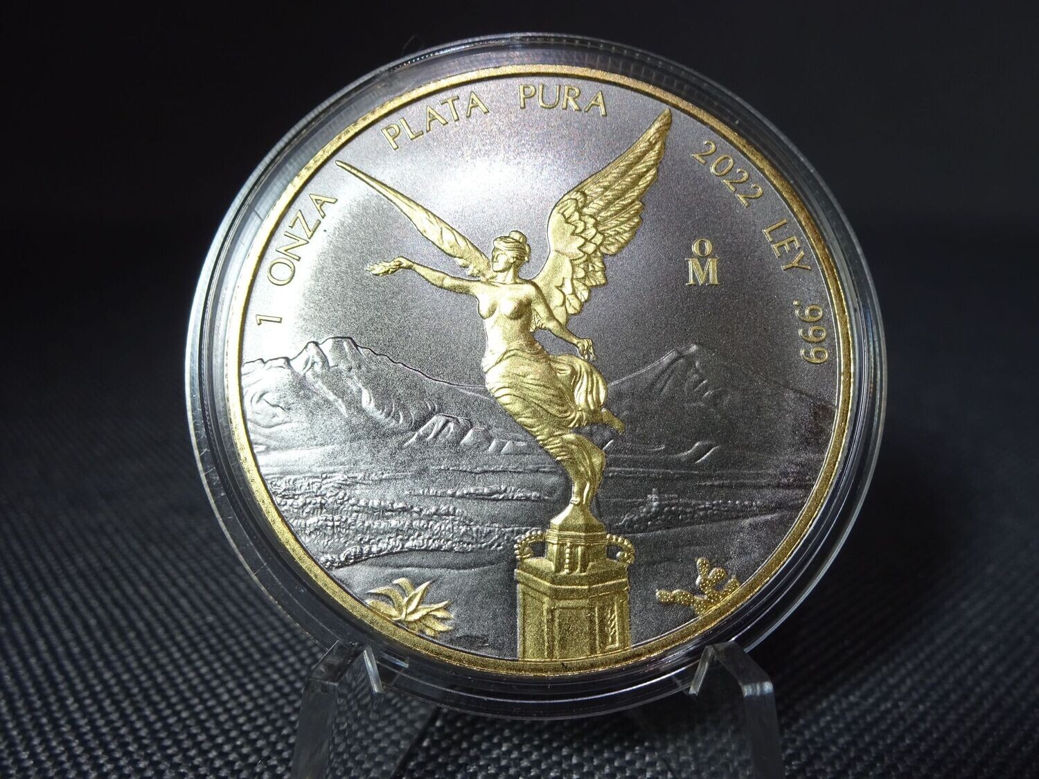 Silbermünze Mexiko 2022 Libertad Gilded Ruthenium 1 Oz Unze