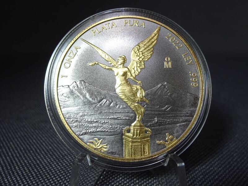 Silbermünze Mexiko 2022 Libertad Gilded Ruthenium 1 Oz Unze