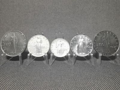 Münzen Set Vatikan 1951 - 1957 5 10 100 Lire Papst Pius VII.