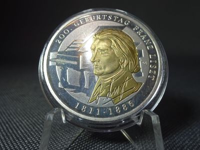 Silbermünze Deutschland 2011 G 10 Euro Franz Ferenc Liszt Karlsruhe Gilded