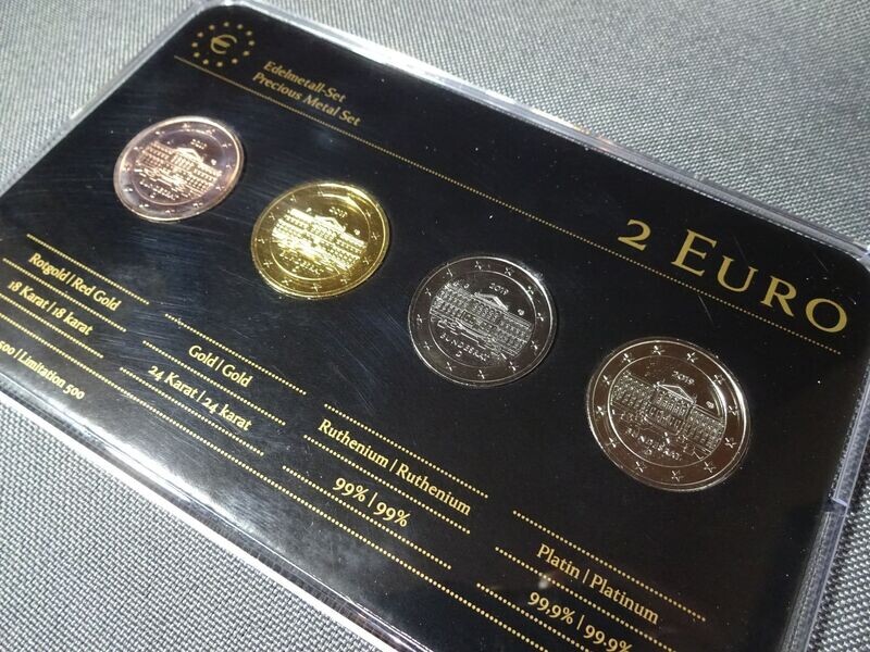 Edelmetall-Set Münze Deutschland 2019 2 Euro Bundesrat Platin Rotgold Gelbgold Ruthenium