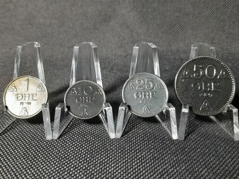 Münzen Set Norwegen 1941 1942 1943 1 10 25 50 Öre Norge Erhaltung