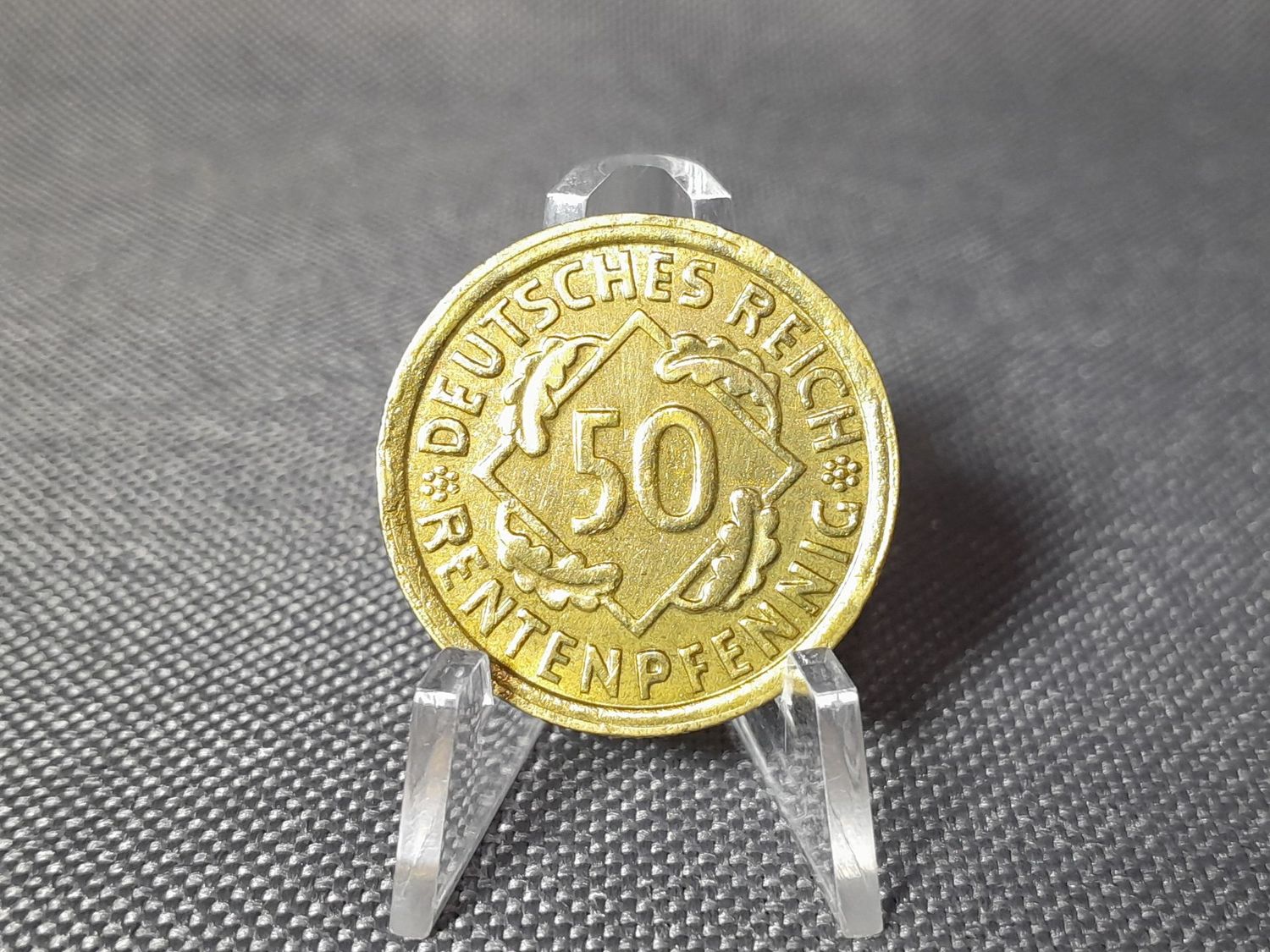Münze Weimarer Republik 1924 G 50 Rentenpfennig Karlsruhe Fehlprägung Erhaltung Münze Weimarer Republik 1924 G 50 Rentenpfennig Karlsruhe Fehlprägung Erhaltung