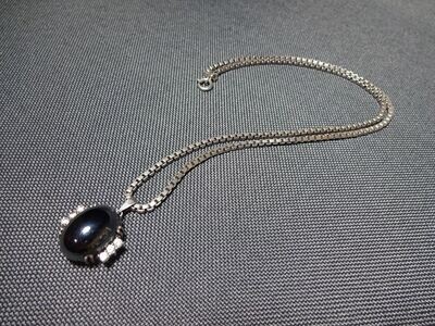 Silberkette Halskette Stein Hämatit Zirkonia Anhänger Venezianerkette 925 Silber Silberkette Halskette Stein Hämatit Zirkonia Anhänger Venezianerkette 925 Silber